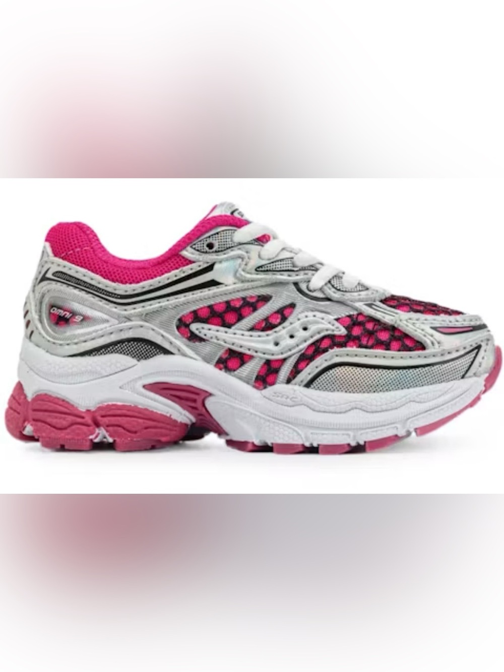 Saucony Omni 9 Pink White Silver Girls Sneakers Grade School Size 9 Y2K Running